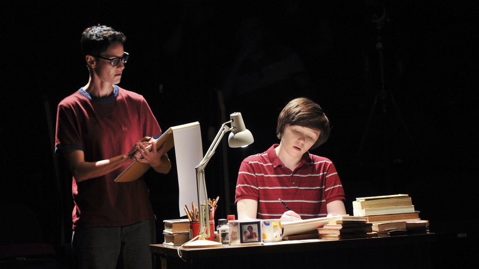 Beth Malone and Emily Skeggs in <i></noscript>Fun Home </i>“><figcaption><span class=