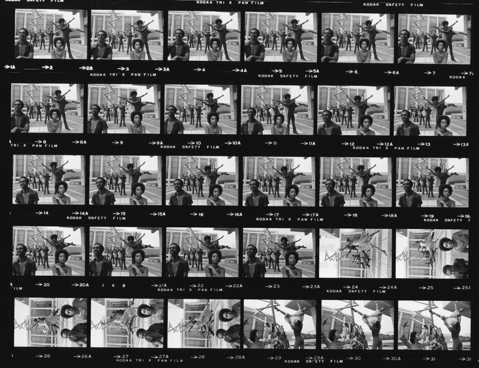 A contact sheet from a photo shoot with choreographers George Faison and Diana Ramos, for 1972’s Soul at the Center